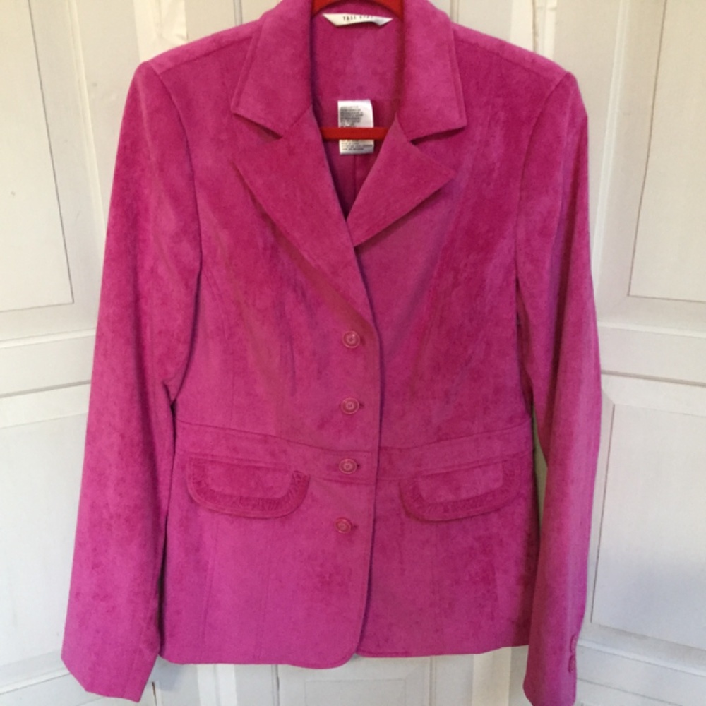 Women's Pink Faux Suede Jacket - Picture 2 of 16